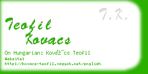 teofil kovacs business card